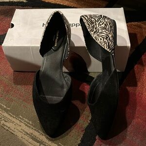 Hush Puppies Women's Sadie D'Orsay Loafer - black/zebra suede slip ons